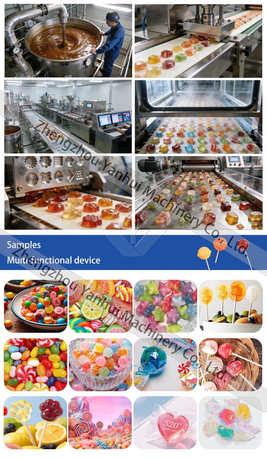 Ligne de production spéciale entièrement automatique de confiserie de sucettes/machine de fabrication de bonbons hara Ligne de production spéciale entièrement automatique de confiserie de sucettes/machine de fabrication de bonbons hara