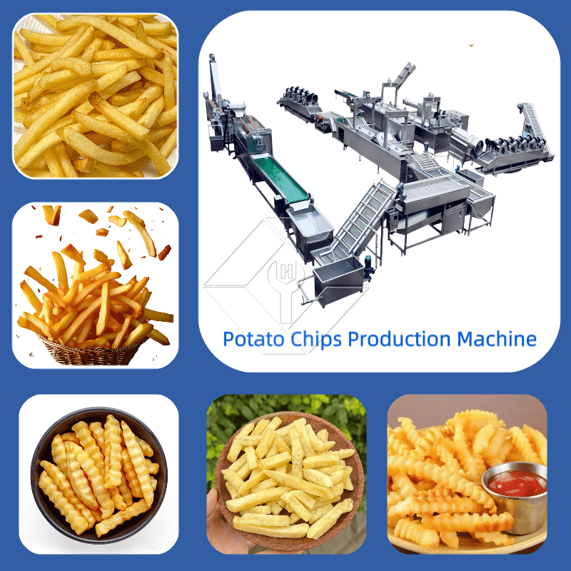 Prix d'usine 100-1000kg frites surgelées automatiques croustilles faisant la ligne de production de machine à vendre