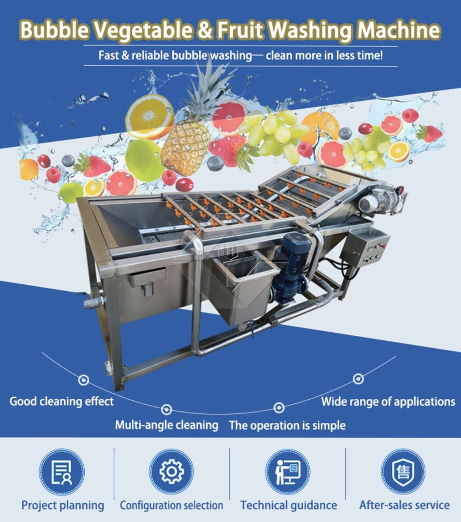Convoyeur de laveuse de fruits et légumes | Machine à laver à bulles pour un nettoyage efficace des produits Convoyeur de laveuse de fruits et légumes | Machine à laver à bulles pour un nettoyage efficace des produits