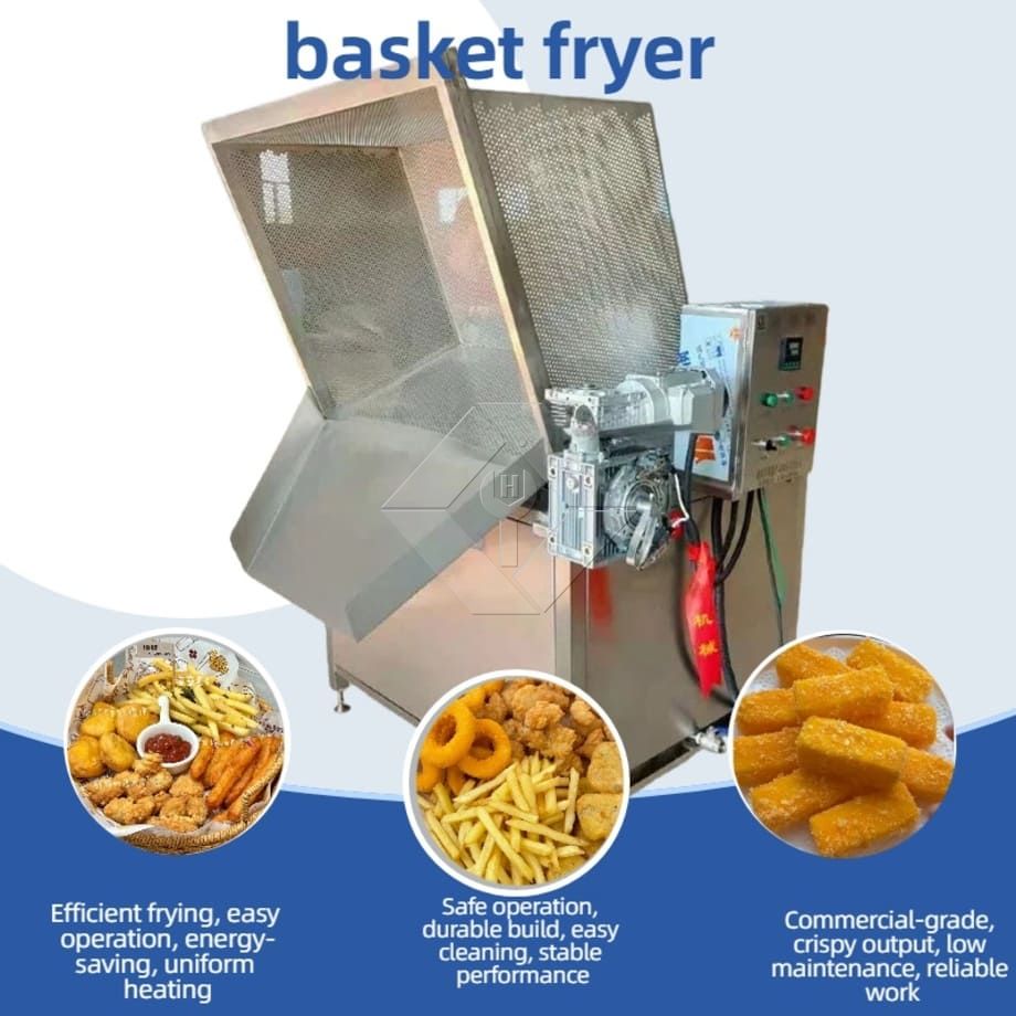 Machine à frire à agitation automatique, à faible investissement, friteuse par lots de haute capacité à vendre