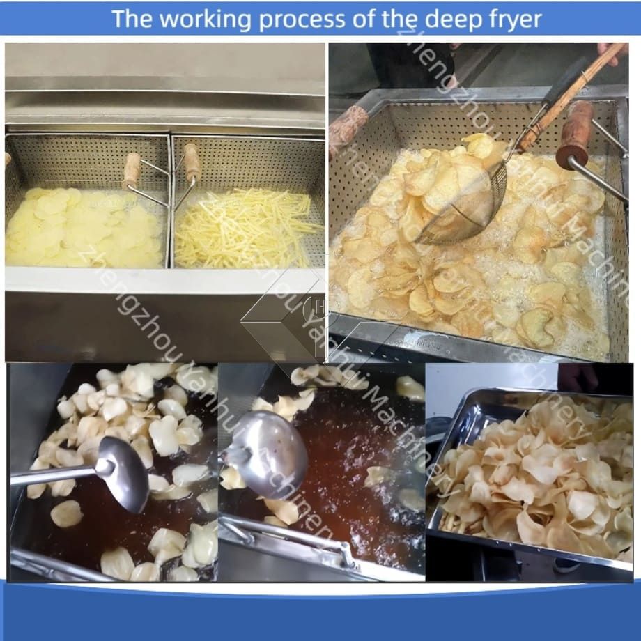 Machine professionnelle de friture de collations par lots, Machine manuelle de friture de frites de haute qualité