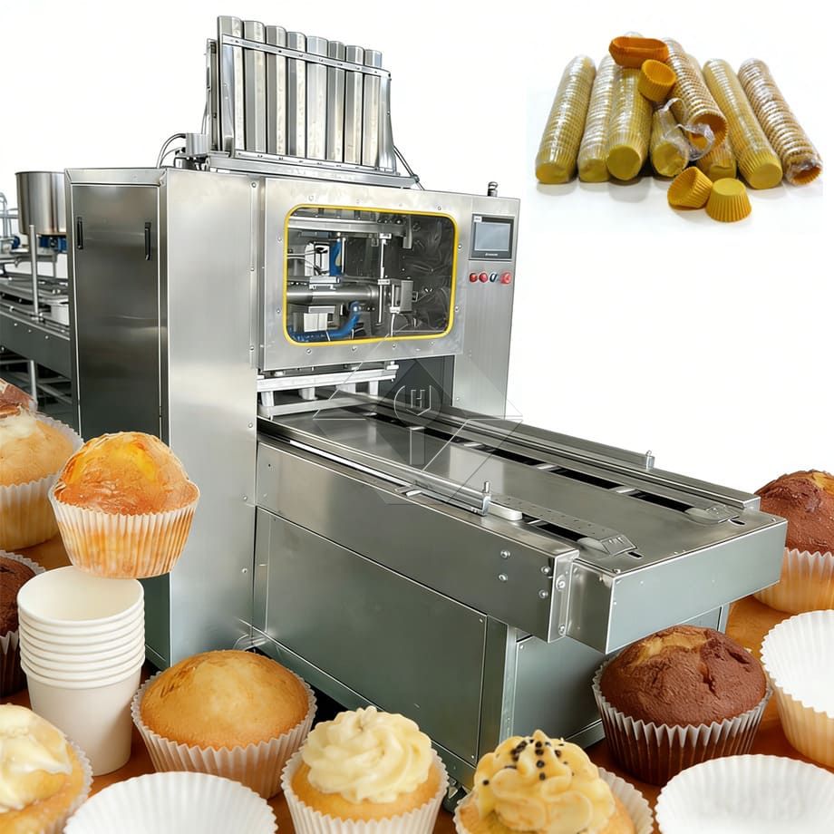 Ligne de production automatique de muffins, prix d'usine, Mini tasse industrielle, Machine de fabrication de gâteaux pour mettre des papiers de cupcakes