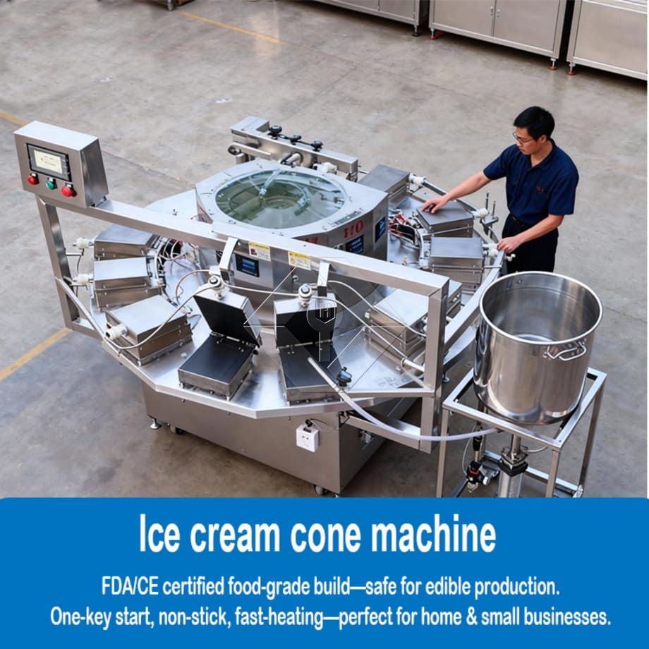 Cône de sucre à rouler rotatif, cuisson de crème glacée, cônes roulés, Machine de fabrication Cône de sucre à rouler rotatif, cuisson de crème glacée, cônes roulés, Machine de fabrication